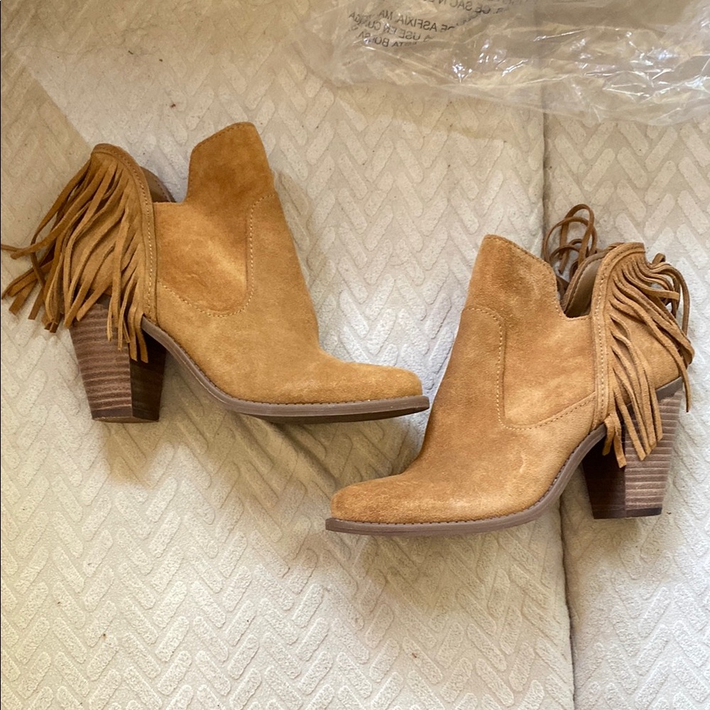 Fringe Tan Ankle Boots